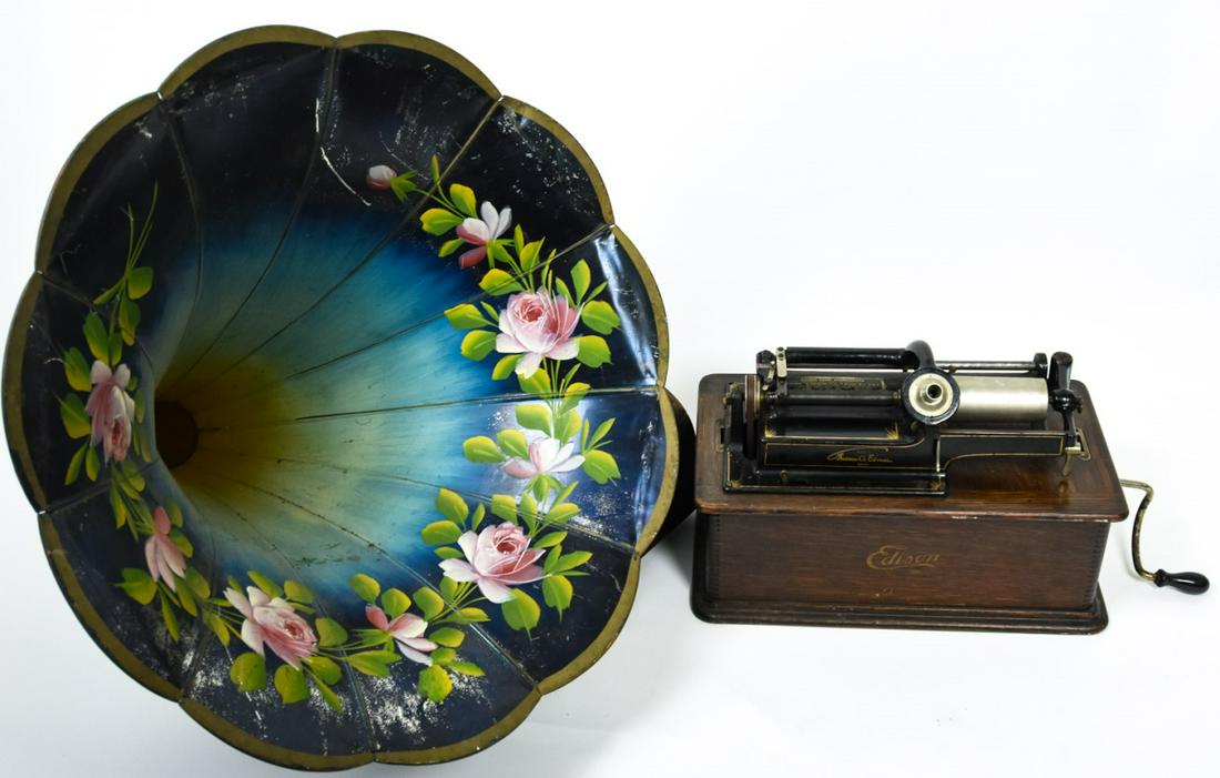 Edison Home Phonograph W Morning Glory Speaker (1 of 9)