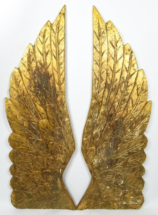 Pair Hand Carved Gilt & Gesso Angel Wings (1 of 6)