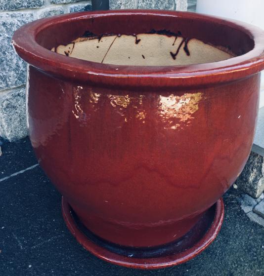 Oxblood Glazed Stoneware Planter (1 of 4)