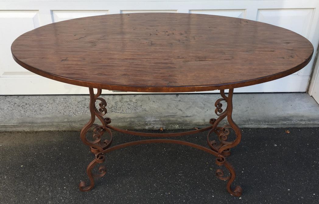 French Style Oval Form Wrought Iron Table (1 of 6)