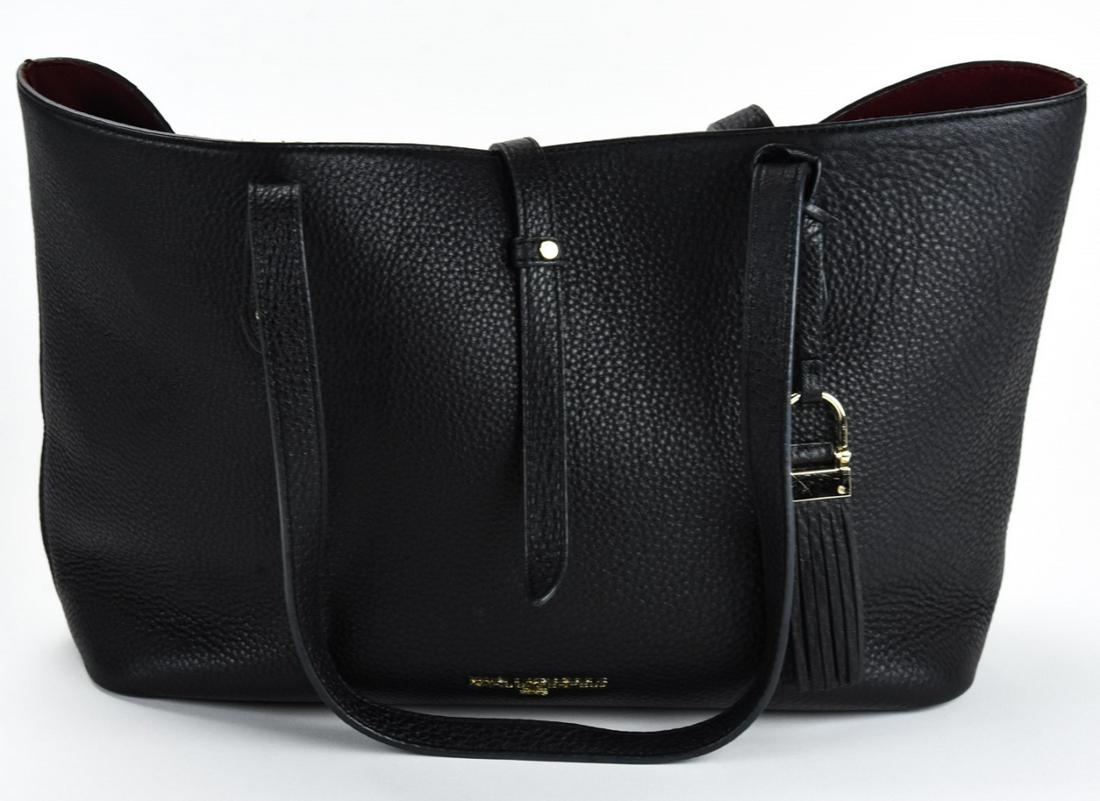 Karl Lagerfeld Black Leather Shopper Tote Purse (1 of 7)