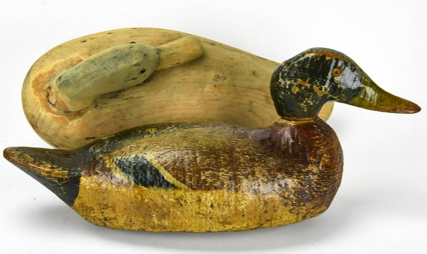 2 Hand Carved Mallard Duck Decoys