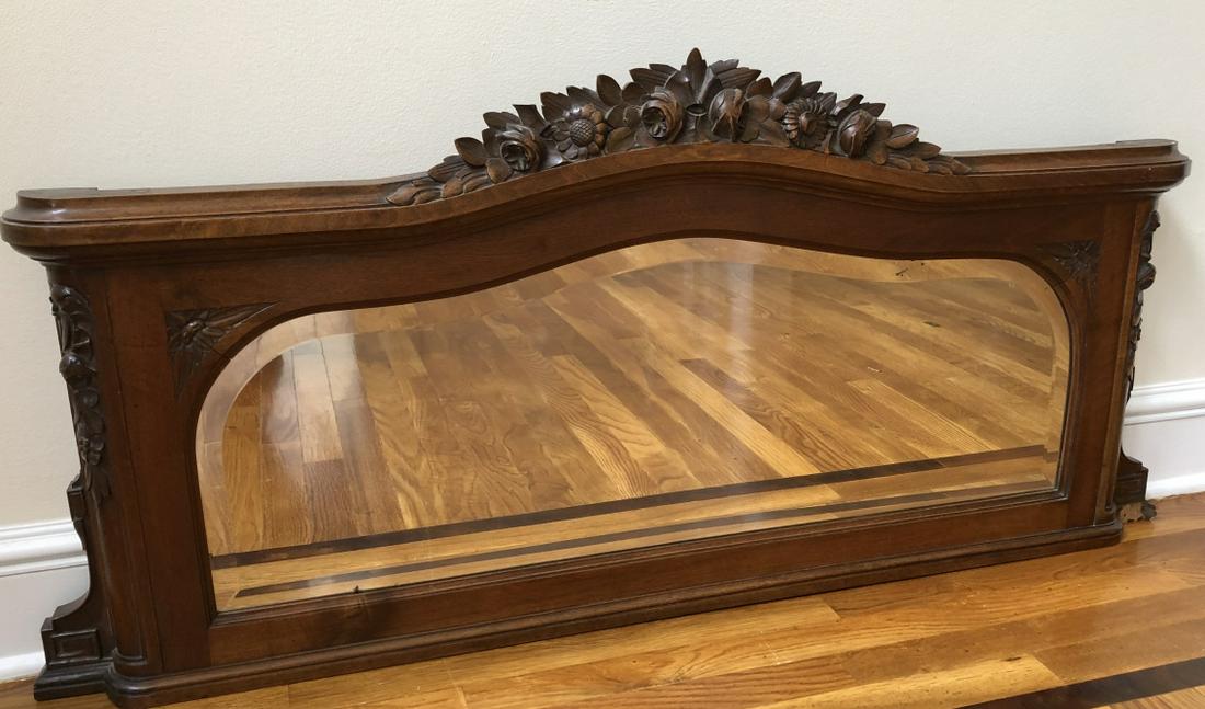 19th C French Empire Carved Floral Mantel Mirror (1 of 5)