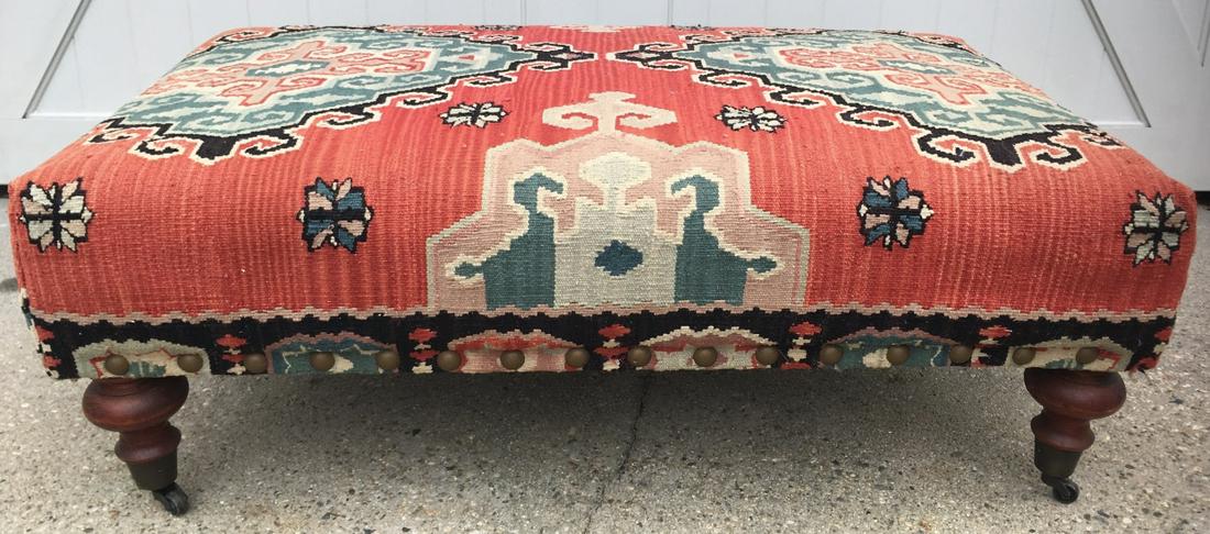 Ottoman W Polychrome Tapestry Upholstery (1 of 5)