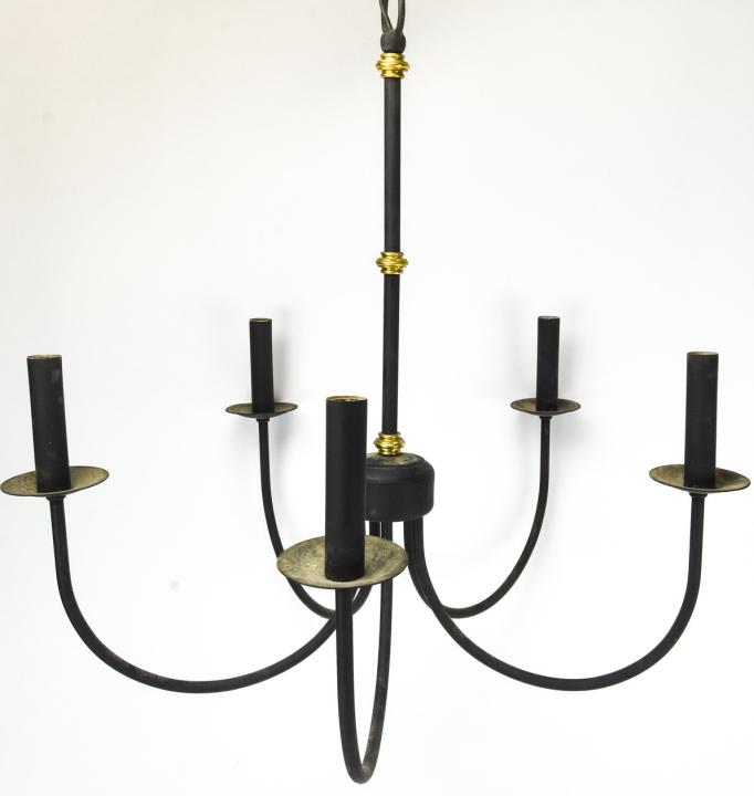 Powder Coated Metal, Brass 5 Arm Rustic Chandelier (1 of 8)