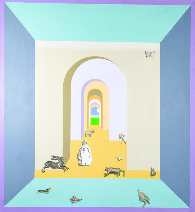 Rosamond Berg "Phases" Shadow Box Painting: Rosamond Berg "Phases" Framed Shadow Box Multi-Media Painting on Canvas. Rosamond Berg (1931 - 2018) exhibited at Allan Stone Gallery in NY, NY. Known for her shadow box paintings, this is entitled "P