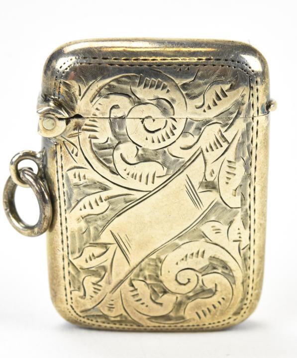 Antique English Sterling Silver Vesta Case: Antique English Sterling Silver Vesta Case. English hallmarks. 1.75 inches in length. Can be worn as a pendant.