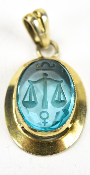 Antique Libra Scale Intaglio Pendant: Antique Libra Scale Intaglio Pendant. Measures 1.25 inches 1.25 inches.