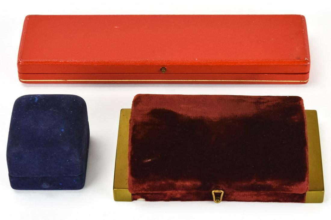 Collection Jewelry Display Boxes incd Tiffany & Co: Collection Jewelry Display Boxes Including Tiffany & Co, David Andersen and Longines. Longest measures 8.75 inches in length.