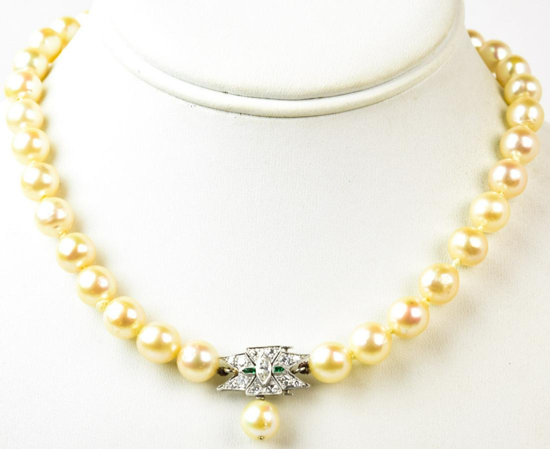 Estate Art Deco Platinum & Diamond Pearl Necklace (1 of 7)