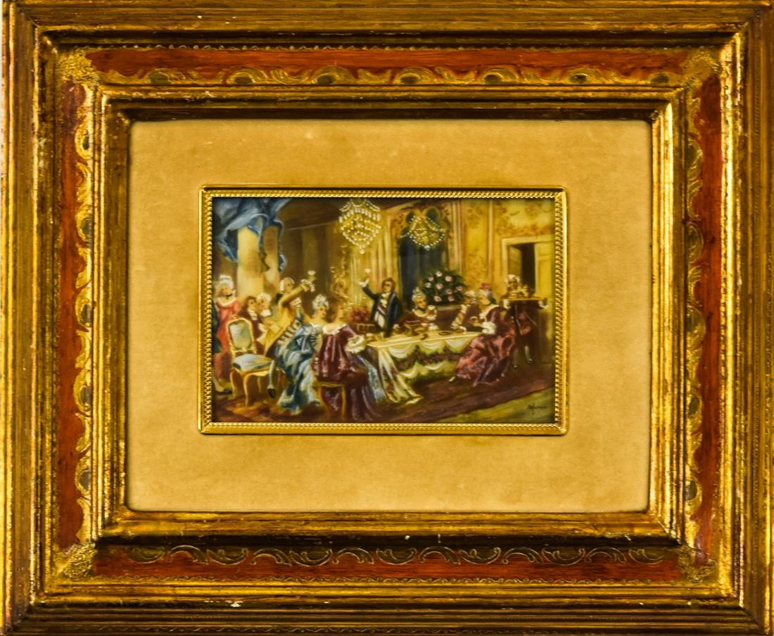Antique Portrait Miniature of French Banquet Scene (1 of 7)