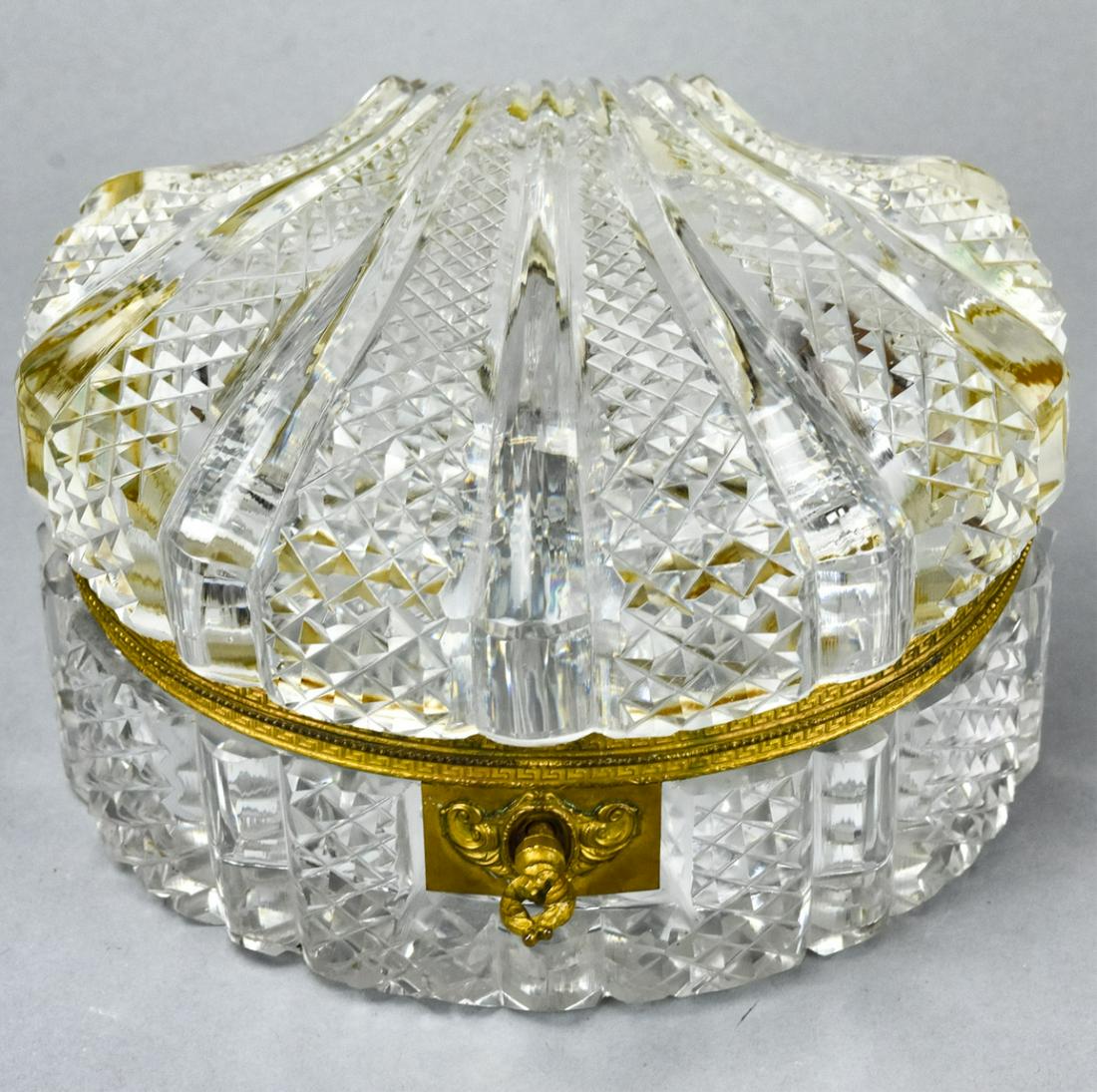 Antique French Cut Crystal & Ormolu Shell Form Box (1 of 5)