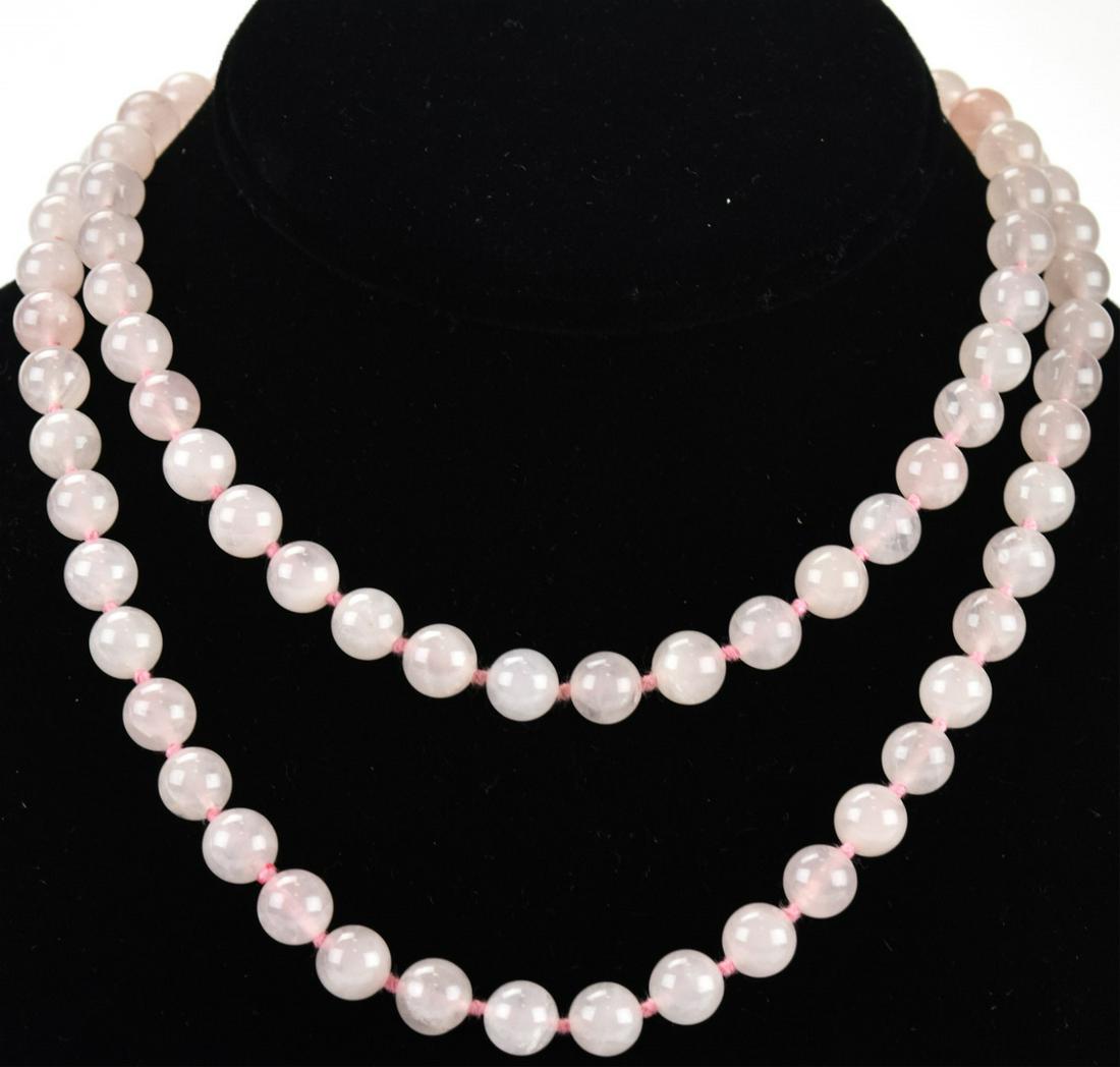 Hand Knotted Rose Quartz Bead Necklace Strand (1 of 6)