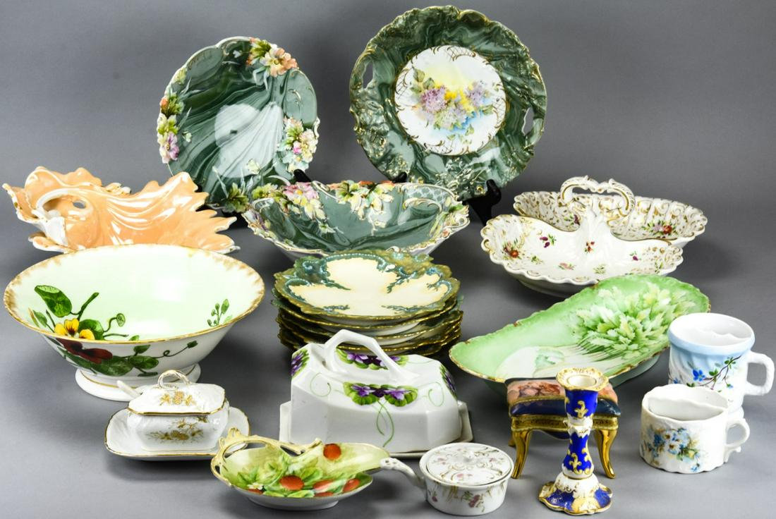 Collection Vintage Hand Painted Bavarian Porcelain: Collection Vintage Hand Painted Bavarian Porcelain. Collection of antique Bavarian porcelain pieces in a variety of styles by a variety of makers. Pieces come in a variety of sizes.