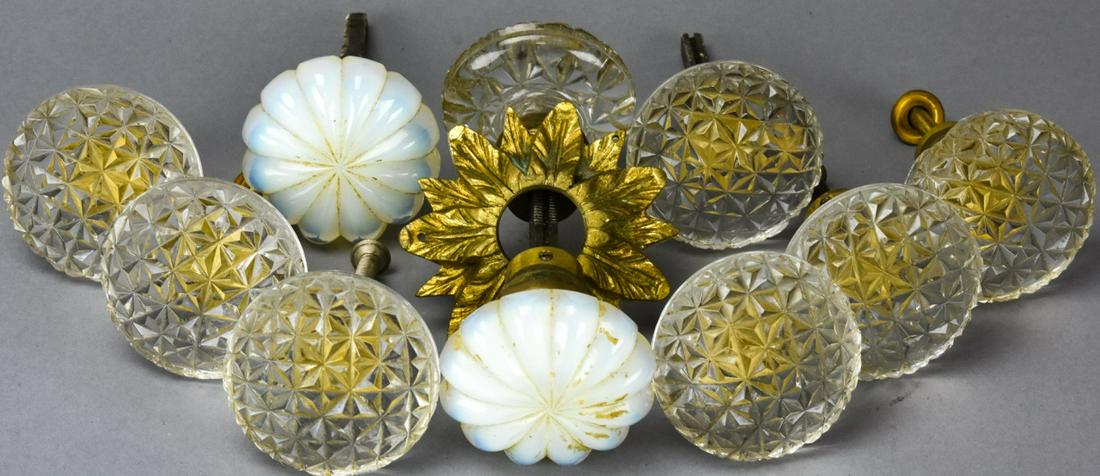 Lot of Antique Cut Glass & Milk Glass Door Knobs (1 of 5)