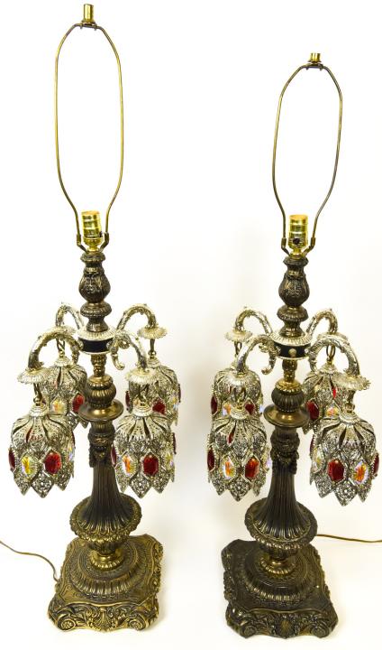 Pair Middle Eastern Style Ornate Table Lamps (1 of 8)