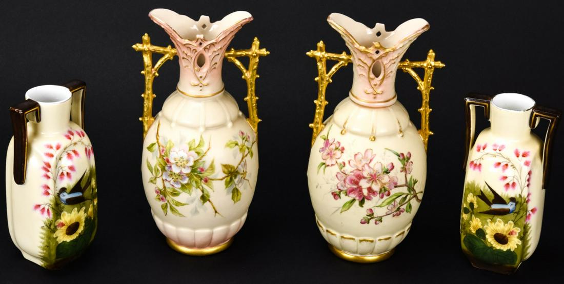 2 Pair Royal Dux Bohemia + Nippon Amphora Vases (1 of 9)