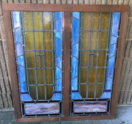Pair Architectural Salvage Stained Glass Windows (1 of 7)