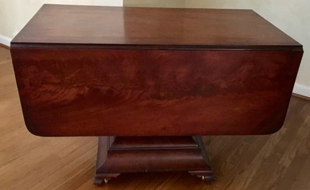 Empire Style Crotch Mahogany Drop Leaf Table (1 of 8)