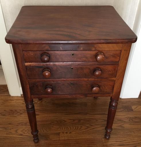 Antique Empire Style 3 Drawer Side Table (1 of 6)