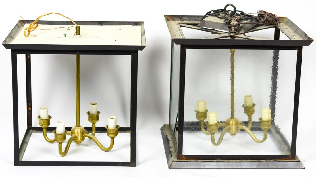 Pair Contemporary Oil Rubbed Bronze Lanterns (1 of 7)