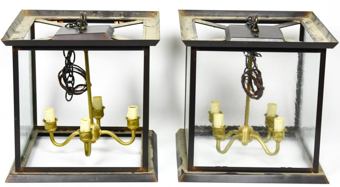Pair Contemporary Oil Rubbed Bronze Lanterns (1 of 7)