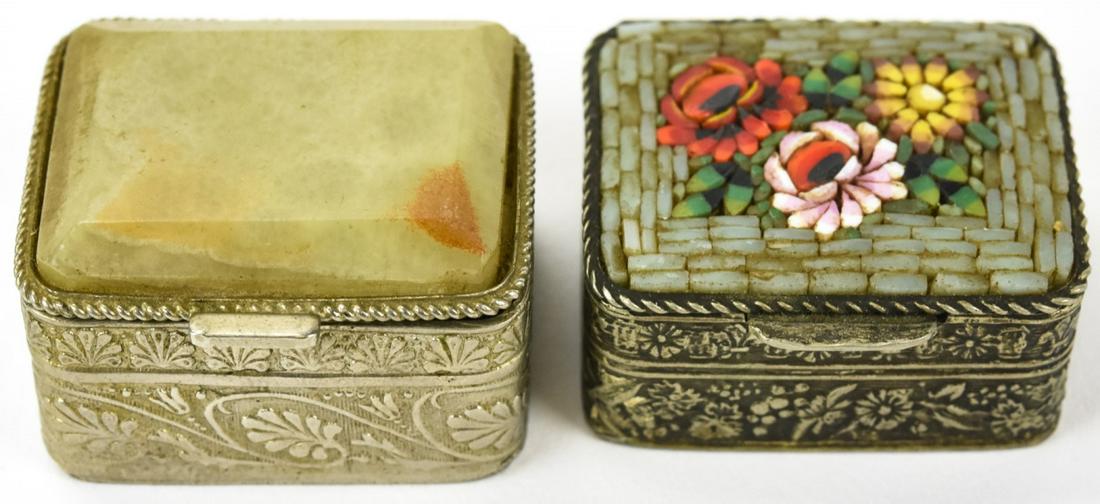 Two Italian Pill Boxes - Micro Mosaic & Hardstone (1 of 9)