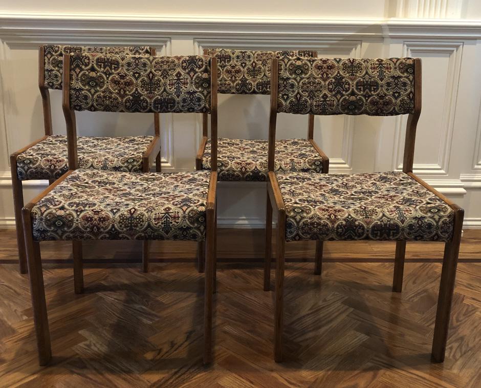 Set 4 Mid Century Upholstered Teak Side Chairs (1 of 5)