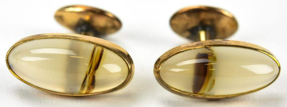 Pair Antique Banded Agate & Gold Filled Cuff Links (1 of 7)