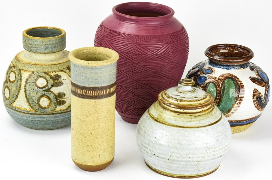 Collection of Mid C Pottery Vessels Incl Soholm (1 of 6)