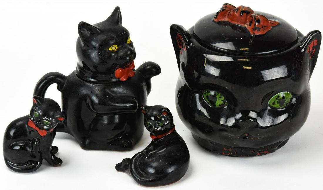 Vintage Porcelain Black Cat / Halloween Pottery (1 of 9)