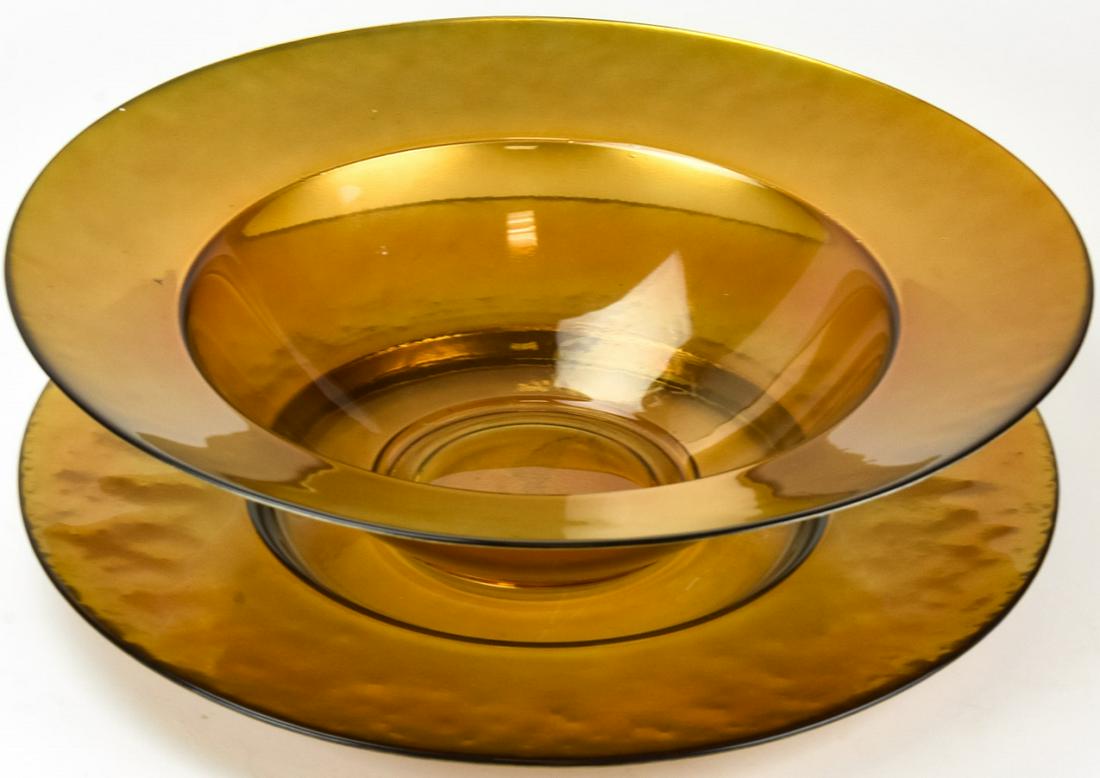 Large Scale Art Glass Bronze Gold Leaf Bowl Set (1 of 9)