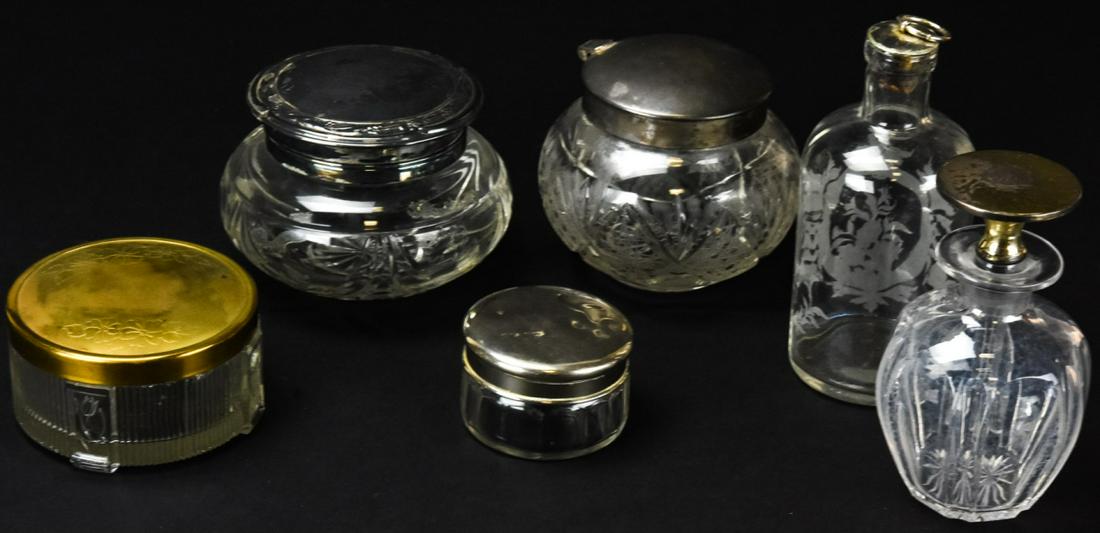 Collection of Silver, Brass, Glass Vanity Jars (1 of 7)