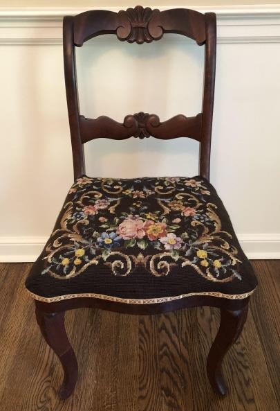 Victorian Carved Needlepoint Chair (1 of 5)