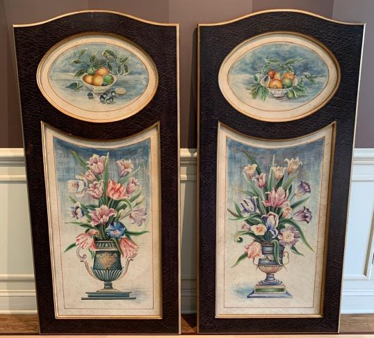 Pair Neoclassical Hand Painted Still Life Panels (1 of 6)