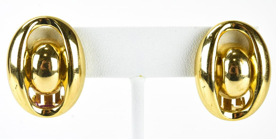 Pair Grosse Germany C 1977 Gilt Metal Earrings: Pair Grosse Germany C 1977 Gilt Metal Earrings. Signed. Each measures just over 1 inch in length.