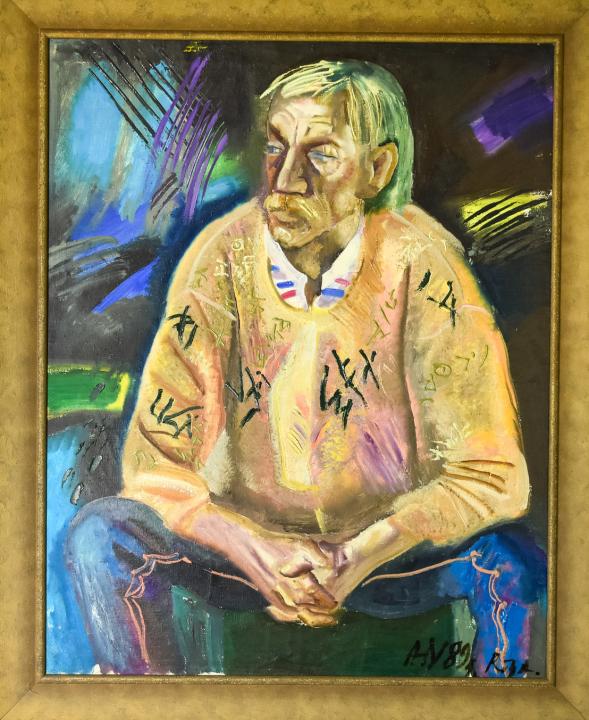 Vadim Dolgov Russian C 1989 Portrait Painting: Vadim Dolgov Russian C 1989 Portrait Painting. Portrait of a man, oil on canvas. Professionally framed. Measures 44 x 36 inches.