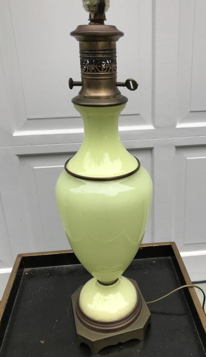 Vintage Green Opaline Glass Balustrade Form Lamp (1 of 2)