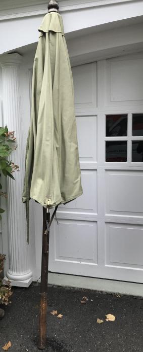 Teak Wood & Outdoor Fabric Garden Umbrella (1 of 3)