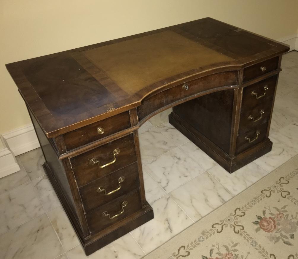 Antique English Style Leather Top Office Desk (1 of 3)