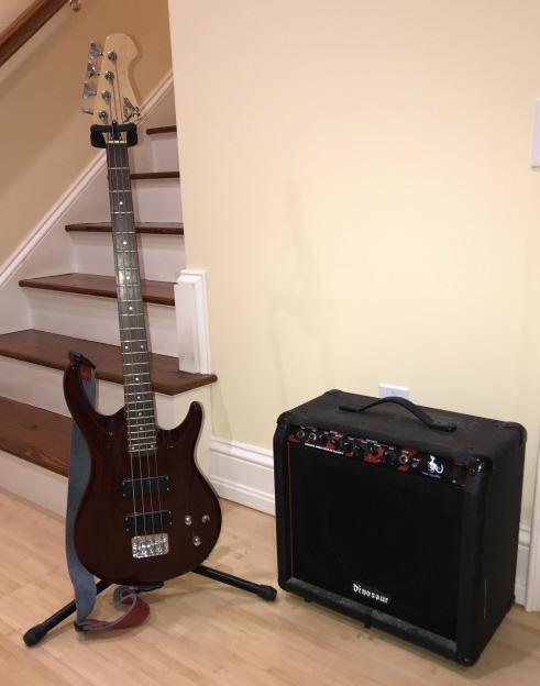 S101 Guitar & Dinosaur Amplifier: S101 Guitar & Dinosaur Amplifier . Guitar measures 47 inches in length and comes with stand.