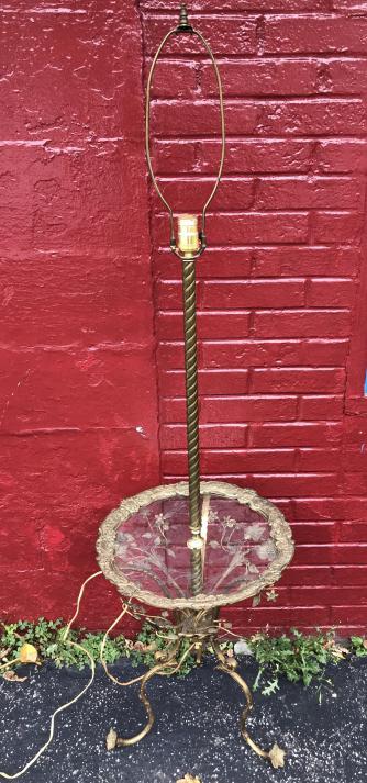 Vintage Gilt Ormolu & Etched Glass Floor Lamp (1 of 4)
