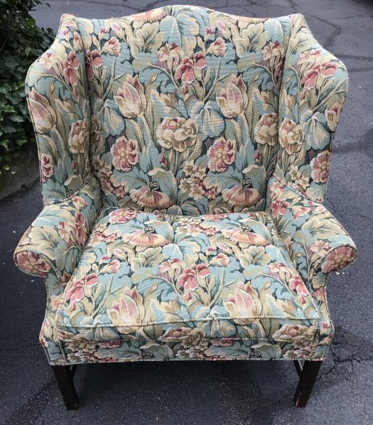 English Chippendale Tapestry Upholstered Arm Chair (1 of 5)