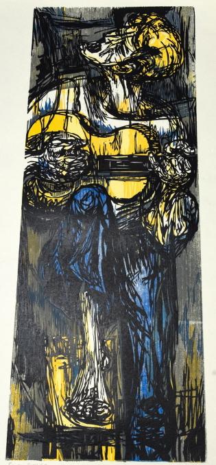 Mervin Jules "Folk Singer" Color Woodblock (1 of 7)