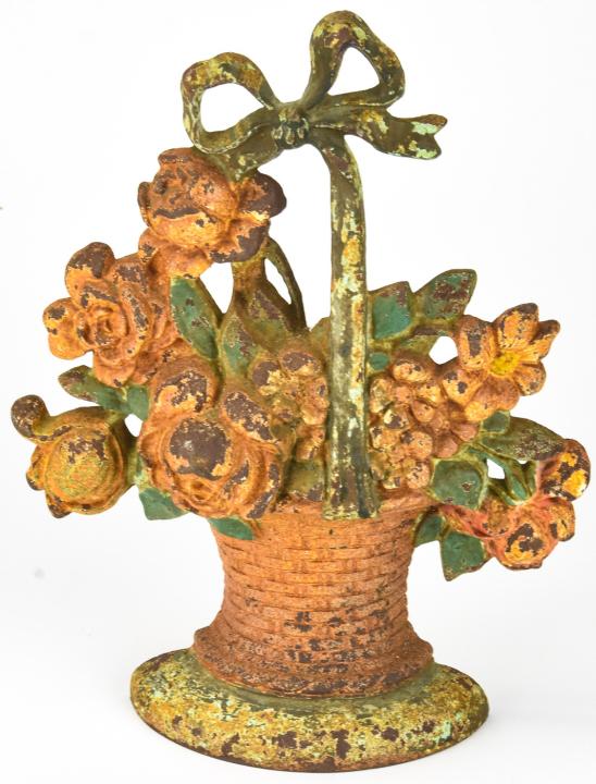 Hubley Cast Iron Flower Basket Doorstop (1 of 5)