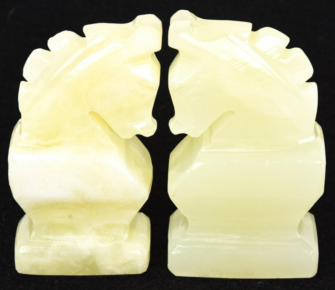 Pair Onyx Figural Horse Head Statues (1 of 4)