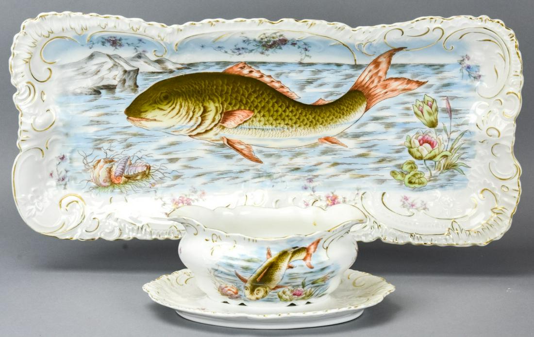 Antique Bavarian Fish Platters w Fish Motif (1 of 10)