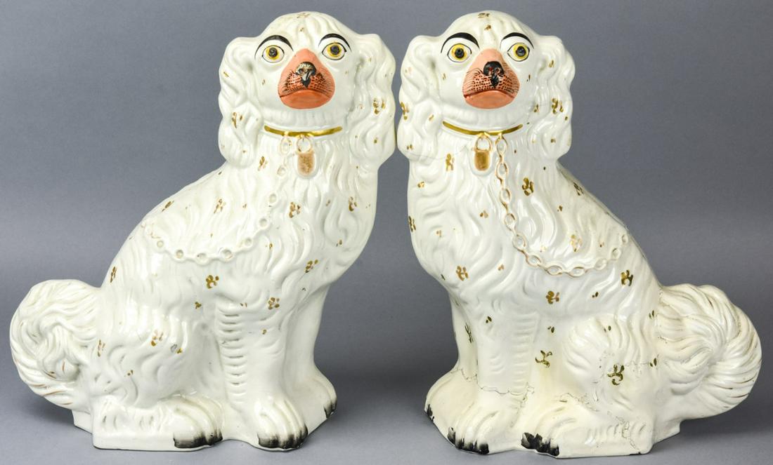 Antique Pair of Large Staffordshire Spaniels (1 of 10)