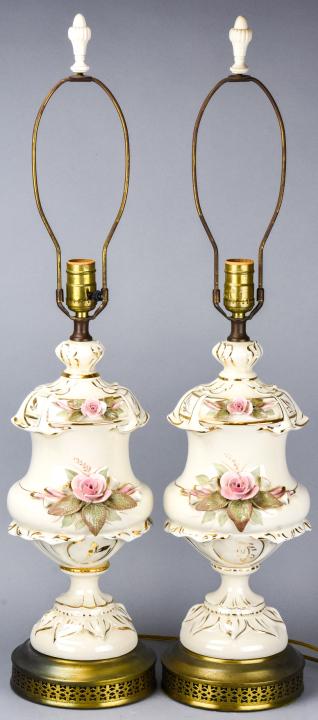 Pair Urn Form Porcelain Table Lamps (1 of 8)