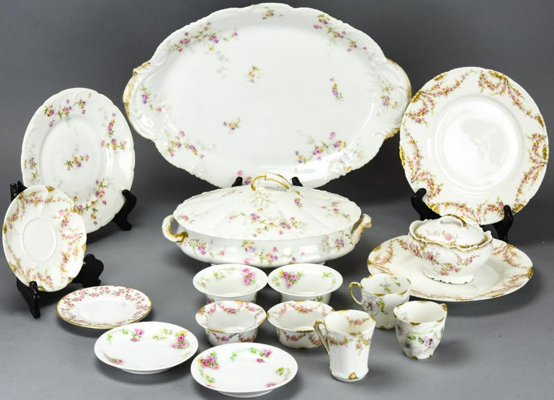 Collection of Limoges France Porcelain Serve Ware: Collection of Limoges France Porcelain Serve Ware. Each with a floral motif. Includes pieces by Theodore Haviland. Haviland tureen measures 5 inches x 11.5 inches x 7.5 inches.